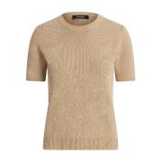 Beige trui met monogram en korte mouwen Ralph Lauren , Beige , Dames