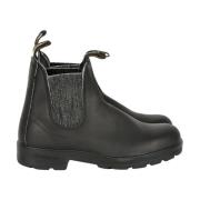 Zwarte Leren Glitter Enkellaarzen Blundstone , Black , Dames