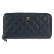 Pre-owned Leather wallets Chanel Vintage , Black , Dames