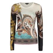 Zijden Jacquard Crew Neck Sweater Etro , Multicolor , Dames