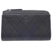 Pre-owned Leather wallets Chanel Vintage , Black , Dames