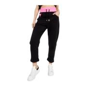 Zwarte sweatpants met roze accenten Balmain , Black , Dames