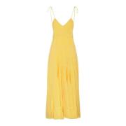 Gele Viscose Slip Jurk Sportmax , Yellow , Dames