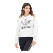 Leopard Print Crewneck Sweater Adidas Originals , White , Dames