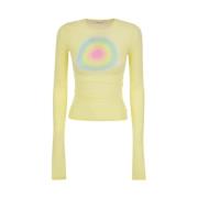 Pastelgele Terry Top met Cirkelvormige Print Sportmax , Yellow , Dames