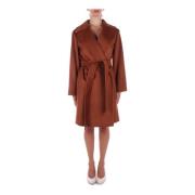 Bruine leren jas met riem Max Mara , Brown , Dames