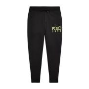 Zwarte sweatpants met groen logo Ralph Lauren , Black , Heren