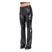 Pailletten Hoge Taille Flare Broek Armani Exchange , Black , Dames