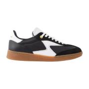 Zwarte leren sneakers Ronde neus Wit logo Filling Pieces , Black , Dam...