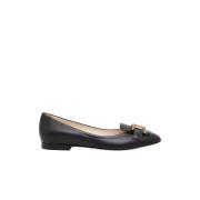 Zwarte leren balletflats Tod's , Black , Dames