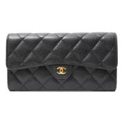 Pre-owned Leather wallets Chanel Vintage , Black , Dames