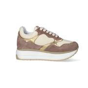 Platform Sneakers met Suède en Leer Alberto Guardiani , Beige , Dames