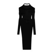 Zwarte Midi Jurk met Open Schouders Jacquemus , Black , Dames