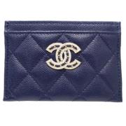 Pre-owned Leather wallets Chanel Vintage , Blue , Dames