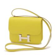 Pre-owned Leather shoulder-bags Hermès Vintage , Yellow , Dames