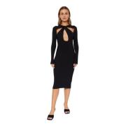 Geribbelde gebreide midi-jurk met uitsparingen Coperni , Black , Dames