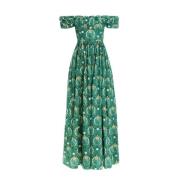 Maxi Jurk met Bloemenmotief Agua by Agua Bendita , Green , Dames