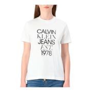 Logo Print Katoenen T-shirt Calvin Klein , White , Dames