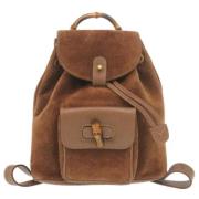 Pre-owned Suede backpacks Gucci Vintage , Brown , Dames