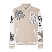 Beige-witte Bulldogs bomberjack met patches Philipp Plein , Multicolor...