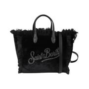 Stijlvolle Leren Tas MC2 Saint Barth , Black , Dames