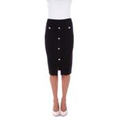 Zwarte Rok Met Knopen Slim Fit Blugirl , Black , Dames