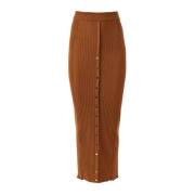 Bruine Maxi Gebreide Rok Paco Rabanne , Brown , Dames