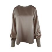 Elegante Satijnen Bruine Blouse Vrouwen D.Exterior , Brown , Dames