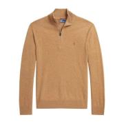 Wollen beige trui met rits en logo Ralph Lauren , Beige , Heren