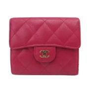 Pre-owned Leather wallets Chanel Vintage , Pink , Dames