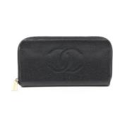 Pre-owned Leather wallets Chanel Vintage , Black , Dames