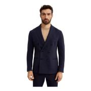 Navy Double-Breasted Blazer Fay , Blue , Heren