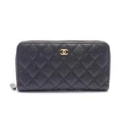 Pre-owned Leather wallets Chanel Vintage , Black , Dames