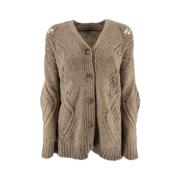 Bruine Gebreide Vest met Openingen D.Exterior , Brown , Dames