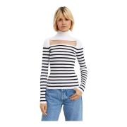 Gestreept golft-shirt met uitsnede Jean Paul Gaultier , White , Dames