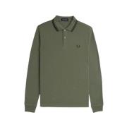 Lange mouw polo met gestreepte rand Fred Perry , Green , Heren