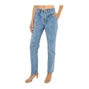 Blauwe Marmer High Waist Jeans One Teaspoon , Blue , Dames