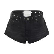 Zwarte Denim Shorts Hoge Taille Studs One Teaspoon , Black , Dames