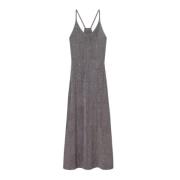 Metallic Midi Jurk met Spaghettibandjes Tory Burch , Gray , Dames