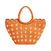 Handgeweven tas met metalen accenten Paco Rabanne , Orange , Dames