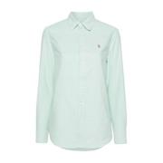 Katoenen Oxford overhemd met logo Ralph Lauren , Green , Dames