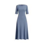 Gebreide Midi Jurk Ralph Lauren , Blue , Dames