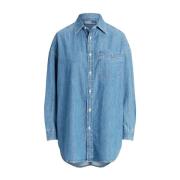 Denim oversized shirt met logo Ralph Lauren , Blue , Dames