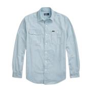 Blauw Classic Fit shirt met logo Ralph Lauren , Blue , Heren