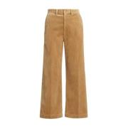 Ribfluwelen broek met wijde pijpen Ralph Lauren , Beige , Dames