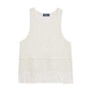 Gehaakte top met franjes Ralph Lauren , White , Dames