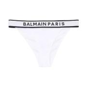 Witte Logo String Bikini Slip Balmain , White , Dames