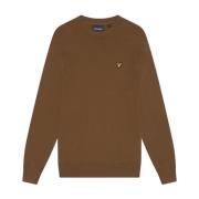 Gebreide katoenen merino ronde hals trui Lyle & Scott , Brown , Heren