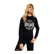 Zwarte Athena Logo Sweatshirt Golden Goose , Black , Dames