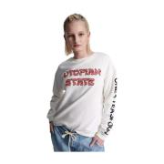 Witte Utopian State Oversized Sweatshirt One Teaspoon , White , Dames